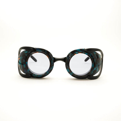 【アウトレット品】Blasphemy C4：BLUE DEMI × MAT BLACK [ 重め / 独特な丸型レンズ / レンズ交換可 / サングラス / 個性的なデザイン / メタル / アセテート ]