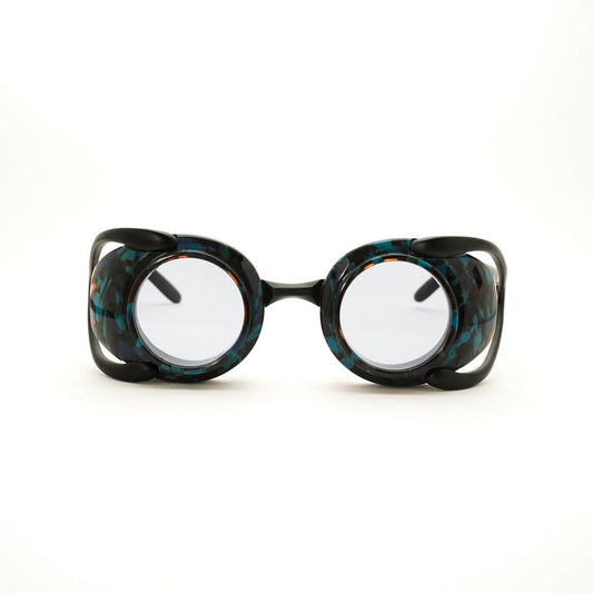 【アウトレット品】Blasphemy C4：BLUE DEMI × MAT BLACK [ 重め / 独特な丸型レンズ / レンズ交換可 / サングラス / 個性的なデザイン / メタル / アセテート ]