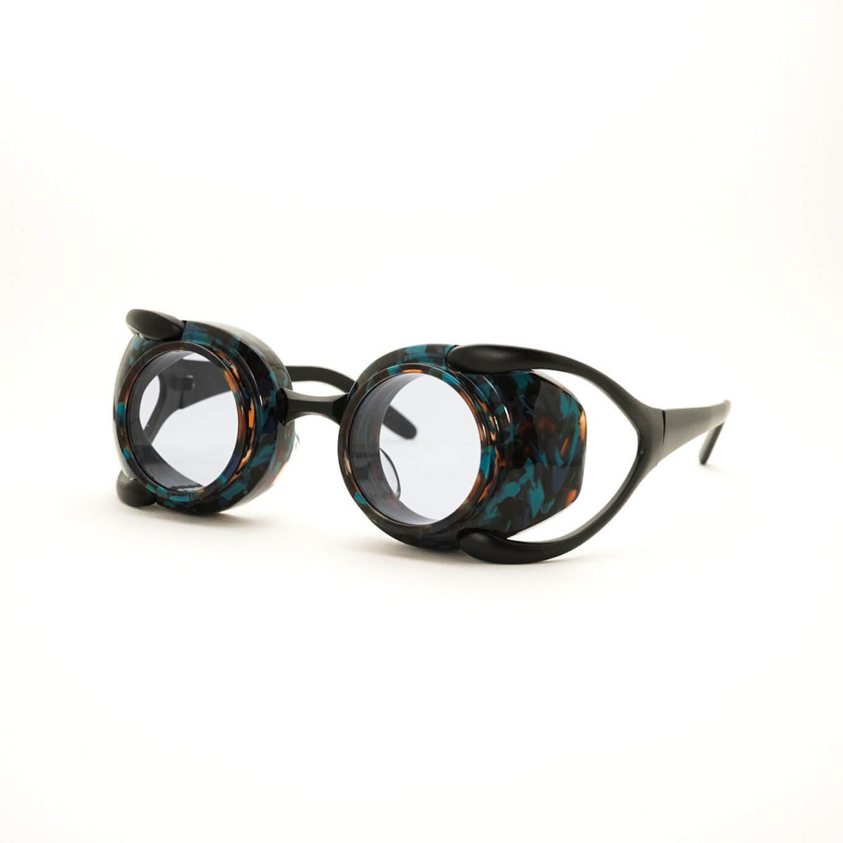【アウトレット品】Blasphemy C4：BLUE DEMI × MAT BLACK [ 重め / 独特な丸型レンズ / レンズ交換可 / サングラス / 個性的なデザイン / メタル / アセテート ]