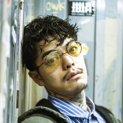 （TRAD）Lotus [跳ね上げレンズ / 度なしブルーライトカットレンズ / レンズ交換可 / チタン製 / 縄手巻き or ストレートテンプル ]