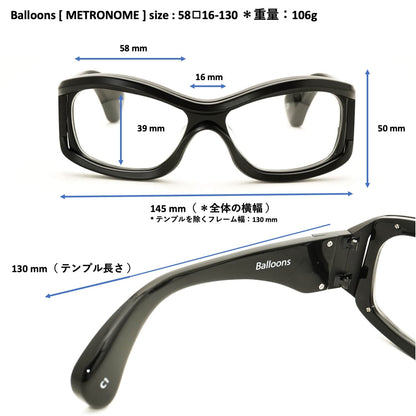 【アウトレット・フレーム傷】Balloons C1 BLACK × MAT BLACK [ スクエア型 / 重め / 度なし調光レンズ / METRONOME ]